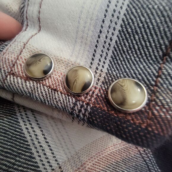 Vintage Wrangler Shirt Medium Plaid Pearl Snap Western Cowboy - Picture 5 of 7